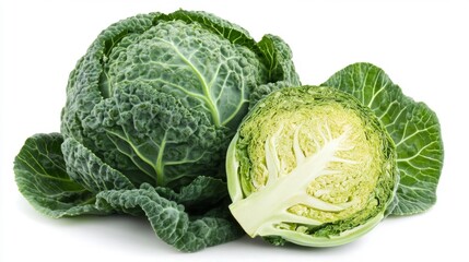 Fototapeta premium Savoy Cabbage Cut in Half Generative AI
