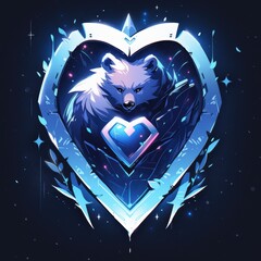 Polar Bear in Heart Shield