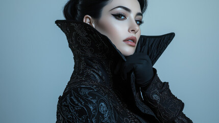 Elegant Woman in Black Dress with Dramatic Eyeliner © Dream Team Studio