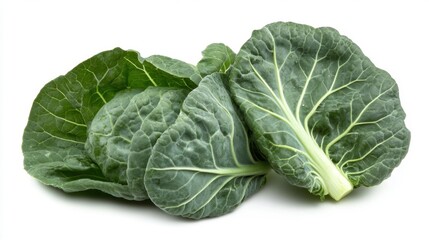 Fototapeta premium Collard Greens Isolated on White Generative AI