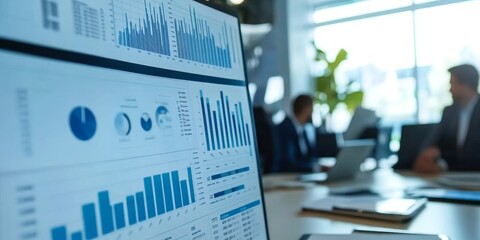 Corporate fiscal management meeting featuring detailed financial charts, strategic discussions, and budget analysis in a modern office.