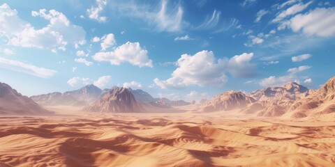 Naklejka premium Desert Landscape with Mountain Range