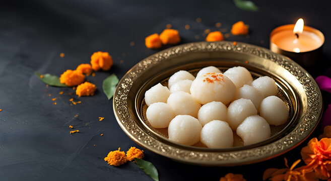 Bhai Dooj offering featuring a plate of Rasgulla sweets