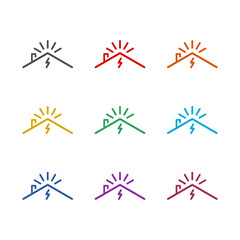 House with solar panel icon isolated on white background. Set icons colorful