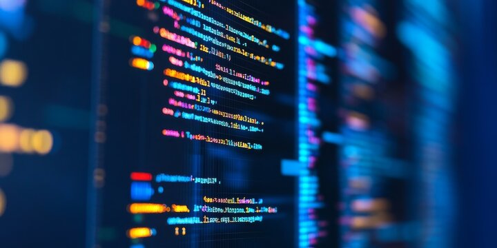 a front-end developer's screen, HTML, CSS, and JavaScript code building an interactive, modern web page.