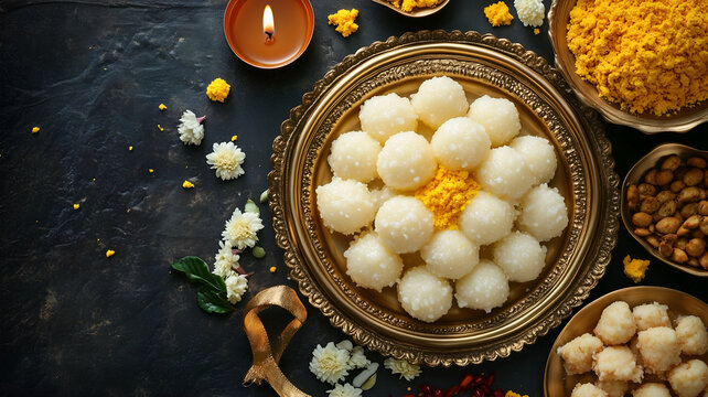 Bhai Dooj offering featuring a plate of Rasgulla sweets