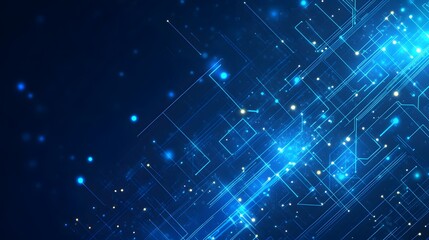 Fototapeta premium Light arrow circuit on blue background illustration, copy space composition, business growth digital concept. 
