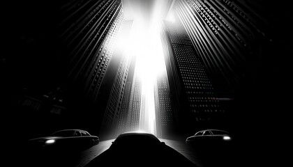 Noir Black and White Crime FictionNoir Cityscapes Worms Eye View