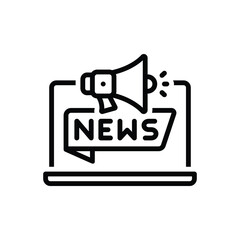 Black line icon for news 