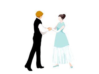 手をとり見つめ合う男女　png