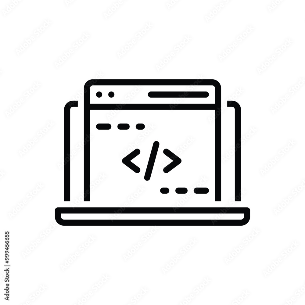 Wall mural black line icon for coding