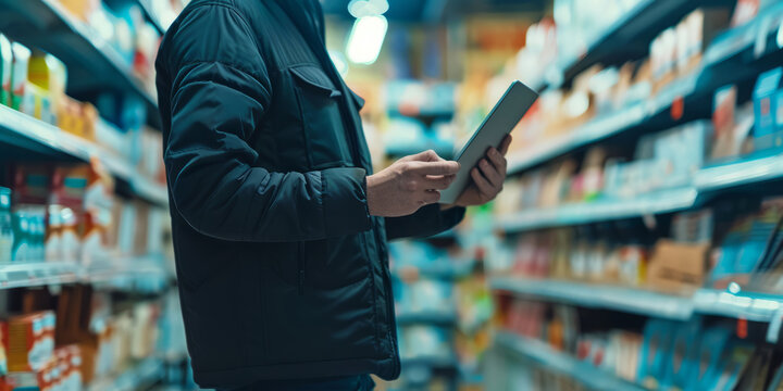 A retail manager holding a tablet with sales data, standing in a store, symbolizing the advantage of data-driven decisions.