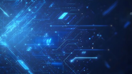 Obraz premium Light arrow circuit on blue background illustration, copy space composition, business growth digital concept. 