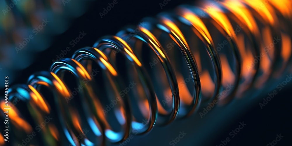 Aufkleber a spring oscillating in simple harmonic motion, with amplitude and frequency detailed in high resolution.