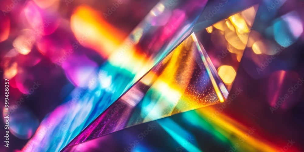 Aufkleber light refracting through a prism, with the visible spectrum splitting into component colors in stunning detail.