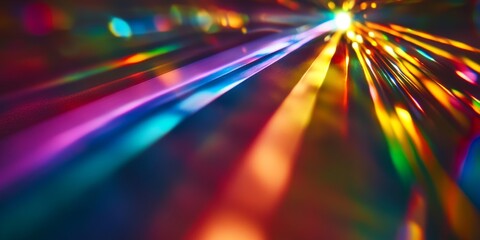 light refracting through a prism, with the visible spectrum splitting into component colors in stunning detail.