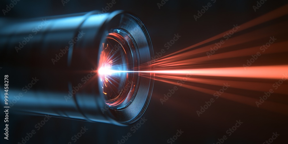 Poster a lens focusing light onto a single point, with converging rays and focal length clearly illustrated