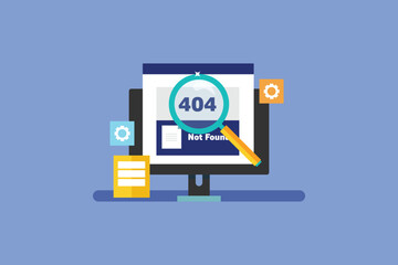 404 page not found concept, Web page not found in server, Web page deleted from server, Page not found error. Vector illustration background.