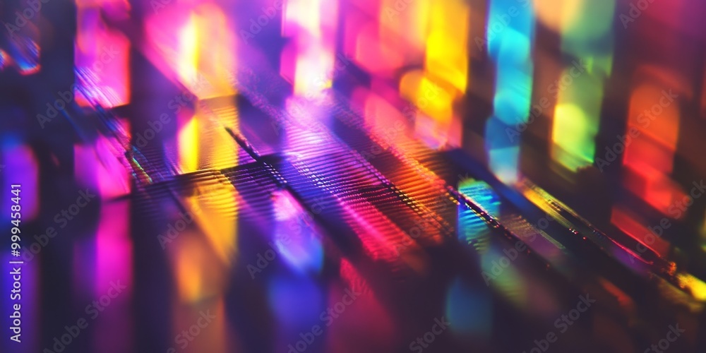 Aufkleber a diffraction grating dispersing light into its spectral components, with intensity distribution visible.