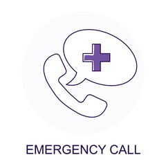 Obraz premium Vector icon for Emergency Call. Telephone with a medical cross symbol representing urgent medical assistance and emergency contact services.