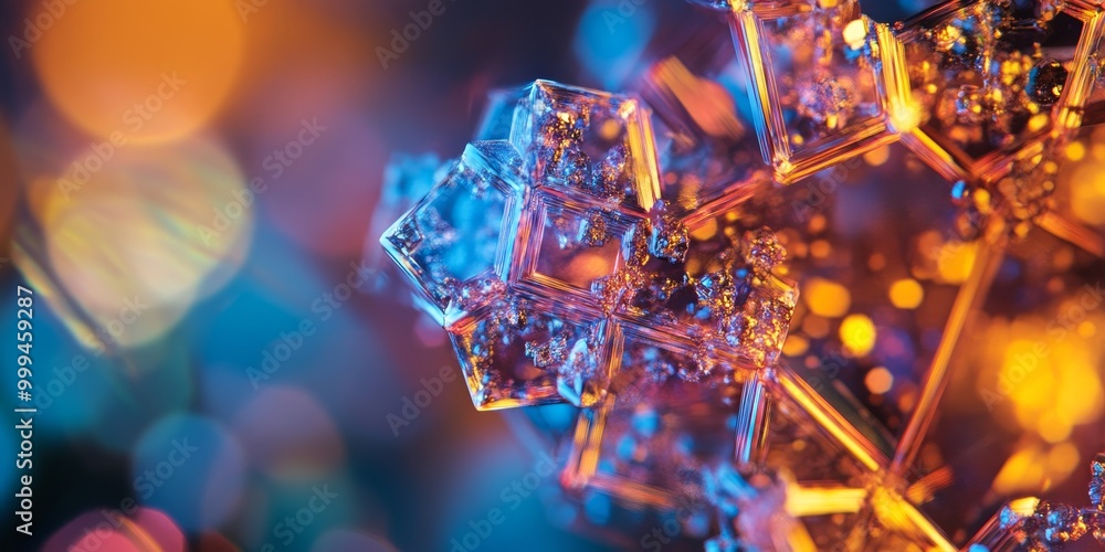 Aufkleber a crystal lattice structure under a microscope, highlighting atomic arrangement and bonding patterns.