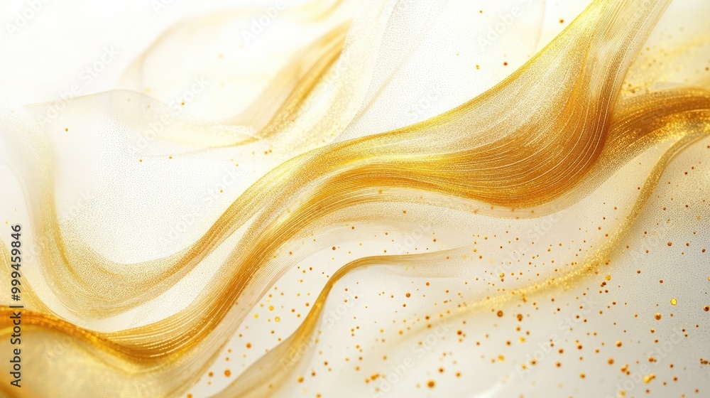 Poster abstract flourishing patterns with dynamic lines and golden hues form captivating signs of growth on