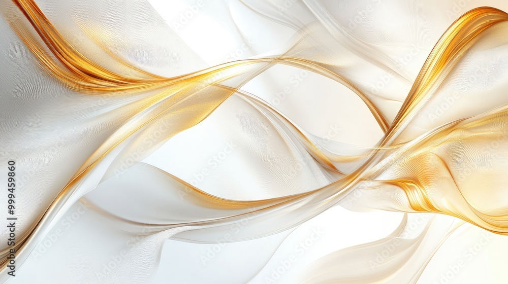 Poster abstract flourishing patterns with dynamic lines and golden hues form captivating signs of growth on