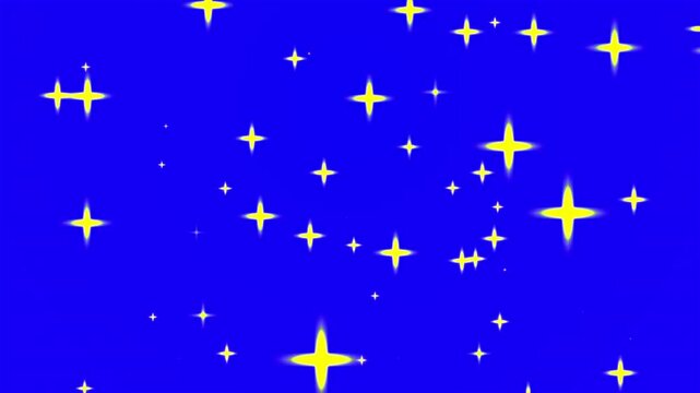 yellow stars, flying combined with a blue background. abstract