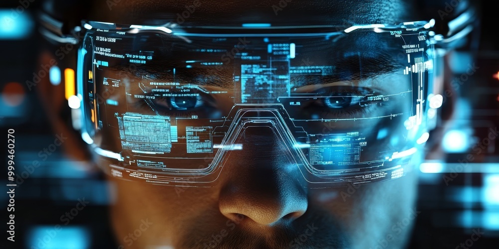 Poster futuristic wearable health monitor with a 3d holographic interface, integrating real-time data visua