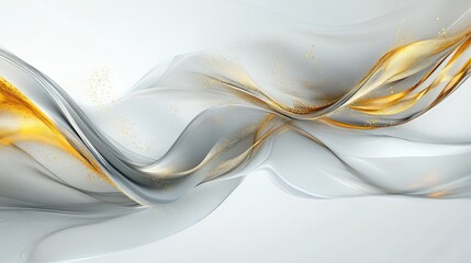 Abstract signs of expansion and growth flow with golden accents on a white background, creating a serene and artistic display