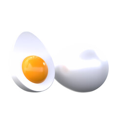 3D Boiled Egg Icon, Perfect for food apps, nutrition guides, and recipe illustrations. Great for culinary, health, and breakfast themes
