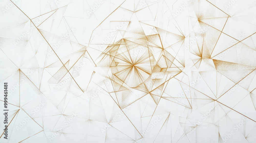 Poster geometric abstract patterns in subtle hues form intricate signs on a white backdrop, offering a clea