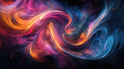 Fototapeta premium Mesmerizing vibrant jewelry swirling trails create an intricate, abstract design on a dark background, offering a dazzling visual experience