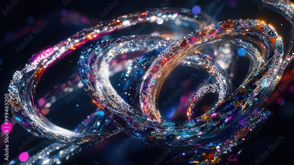Poster stunning colorful jewelries swirl in intricate trails, creating an abstract pattern that glows vivid