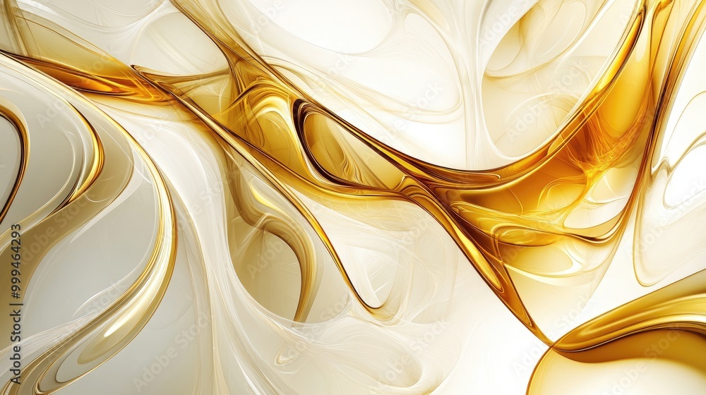 Poster abstract flourishing patterns with dynamic lines and golden hues form captivating signs of growth on
