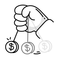 Currency manipulation icon in drawing style

