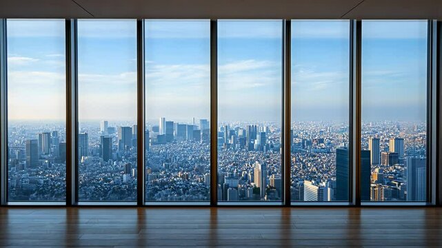 Modern City View from High-Rise Building