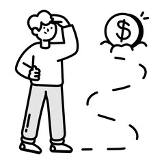 Business path icon in drawing style


