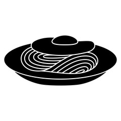 noodles and eggs on a plate logo icon