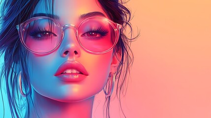 Fototapeta premium Illustration of an Animated Fashion Girl on a Plain Background with Trendy Outfit and Confident Pose