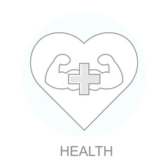 Vector icon for Health. Heart with a medical cross representing overall health and wellness.
