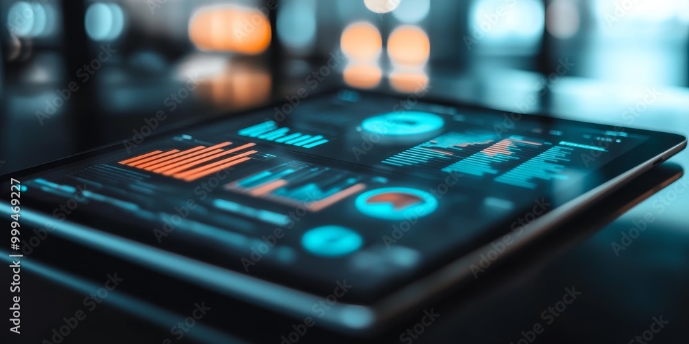 Poster an ai ethics report on a tablet, offering detailed analysis and recommendations for the ethical use 