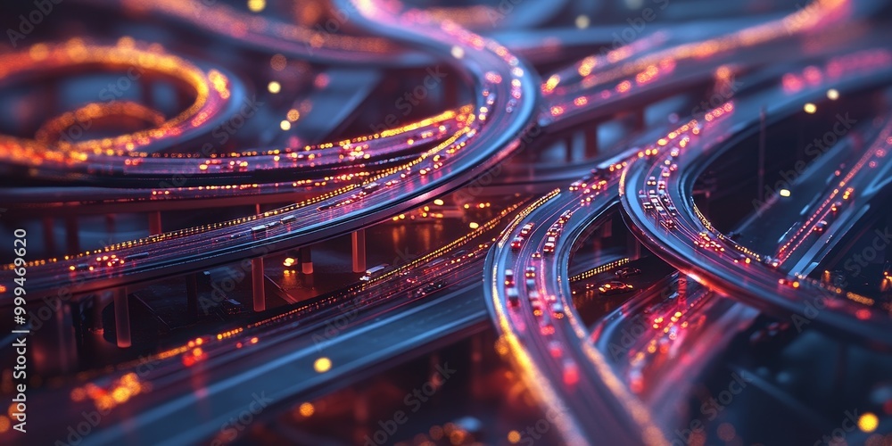 Aufkleber Macro shot of a smart traffic system, with AI optimizing traffic flow in real-time, advancing urban technology.