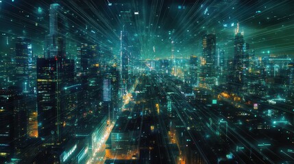 Abstract Artistic City Network Visualization