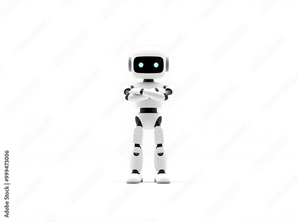 Poster robot isolated on white background. 3d render. humanoid