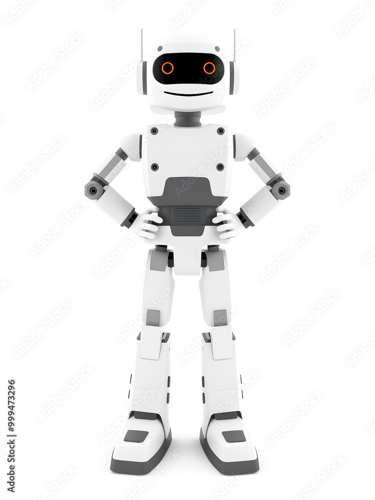 Poster 3d render of a robot isolated on white background
