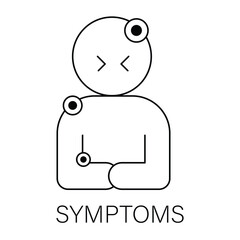Vector icon for Symptoms. Person showing symptoms representing early signs of illness and health concerns.