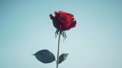 Fototapeta premium A rose falling in slow motion in an abstract minimal background symbolizing pure love