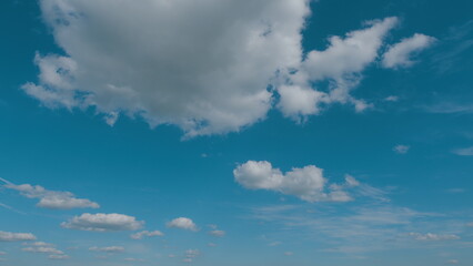 Fresh Air Breeze. Beautiful Blue Sky And Cloud Background. Sky Background With Fluffy White Clouds.