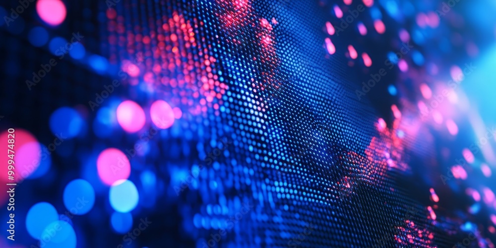 Leinwandbilder macro shot of the vr display screen, where individual pixels and vibrant colors are visible, represe